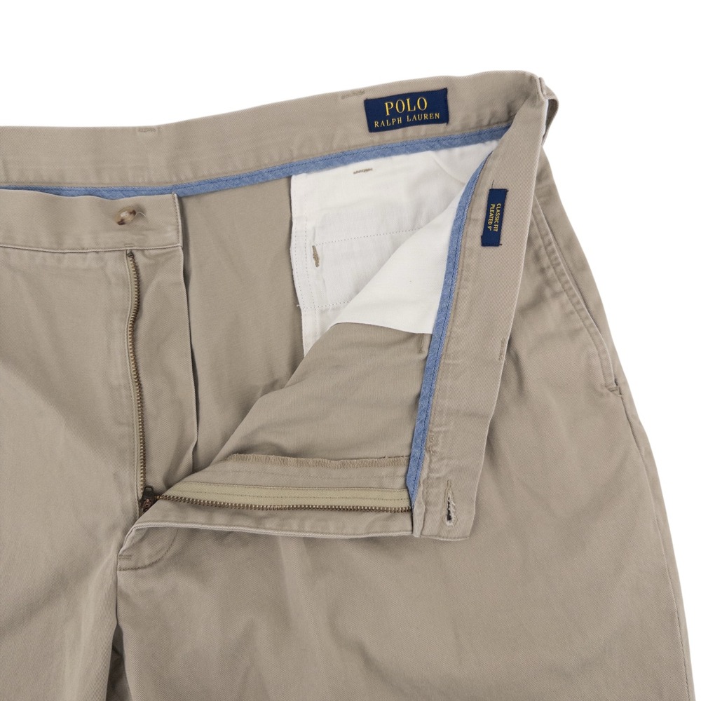 Polo Ralph Lauren Mens 40 Classic Fit Pleated 9" Beige Chino Shorts Preppy Khaki - Picture 2 of 7